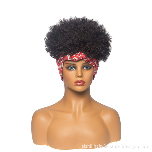 Aishili wholesale wig with headband attached Afro curly headband wigs for black women